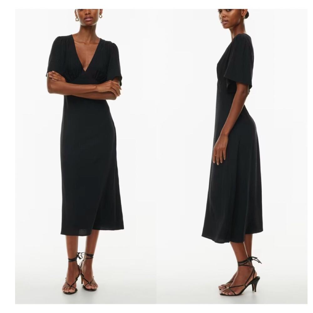 NWT Little Moon Aritzia Black Dotted Babydoll Flattering Dress